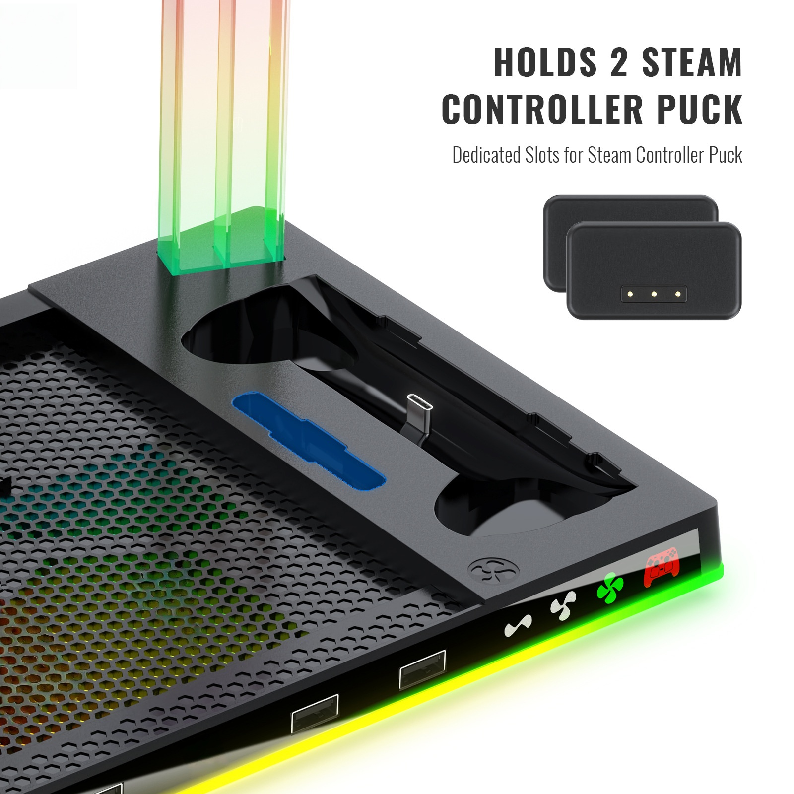 Headset Stand Rgb - Steamコントローラースタンド用充電ドックとRGB照明効果を備えたヘッドセットホルダー