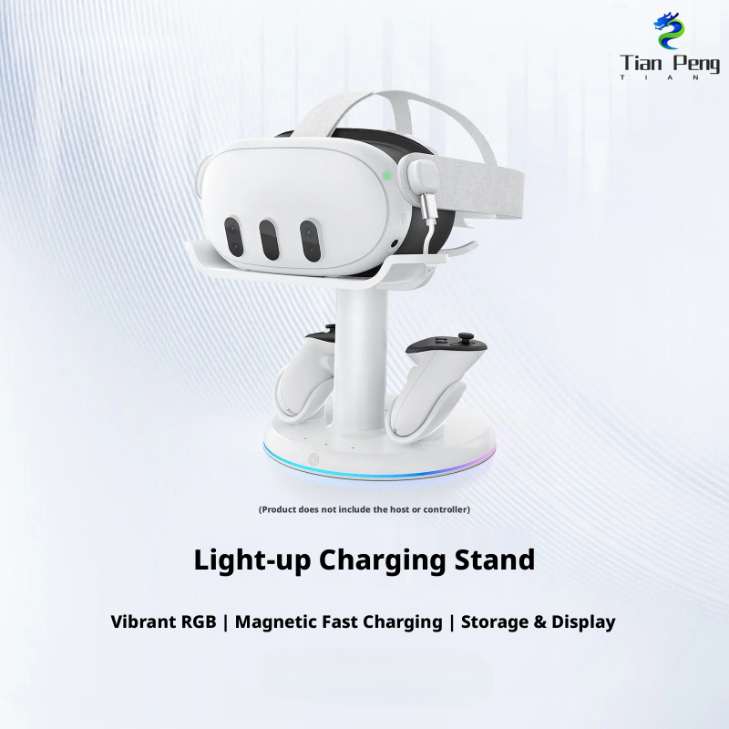 Headset Stand Rgb - メタクエスト 3/3S VR ヘッドセットコントローラー用急速充電ドック充電ステーション RGB ライトエフェクトディスプレイスタンド