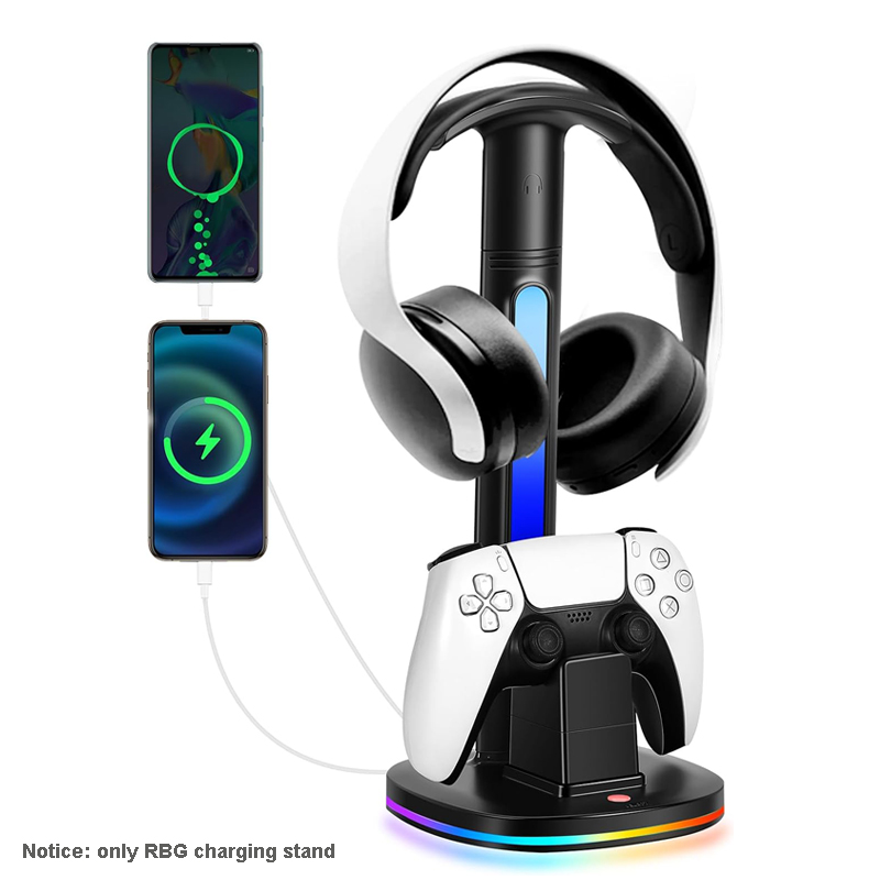 Headset Stand Rgb - コントローラー用充電ステーション,rgbヘッドフォンスタンド,充電器ホルダー,2つのUSBポート,ps5および4用ヘッドセットスタンド,xboxシリーズxおよびsスイッチ