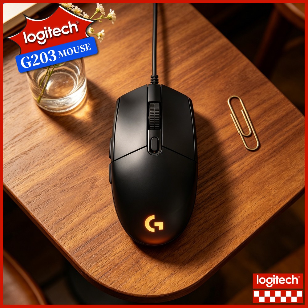 Logitech Mouse G203 - ロジクール G203 有線ゲーミングマウス 滑り止めフットパッド レスポンシブなボタン カスタマイズ可能なRGB