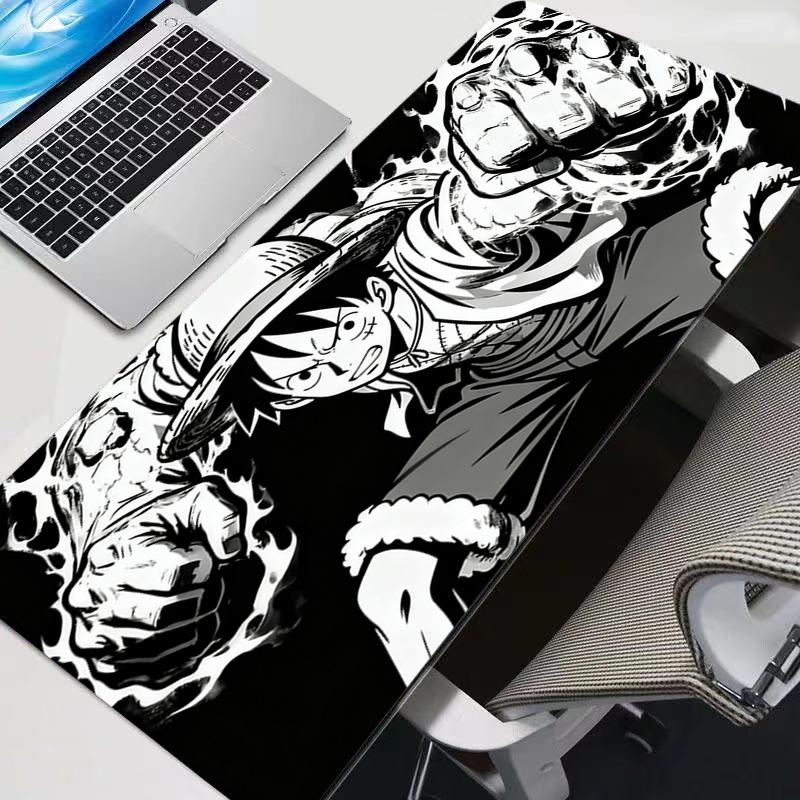Gaming Accessories White - 白黒マウスパッド ワンピース ルフィ ビッグ ゲーマー ゲーミングアクセサリー