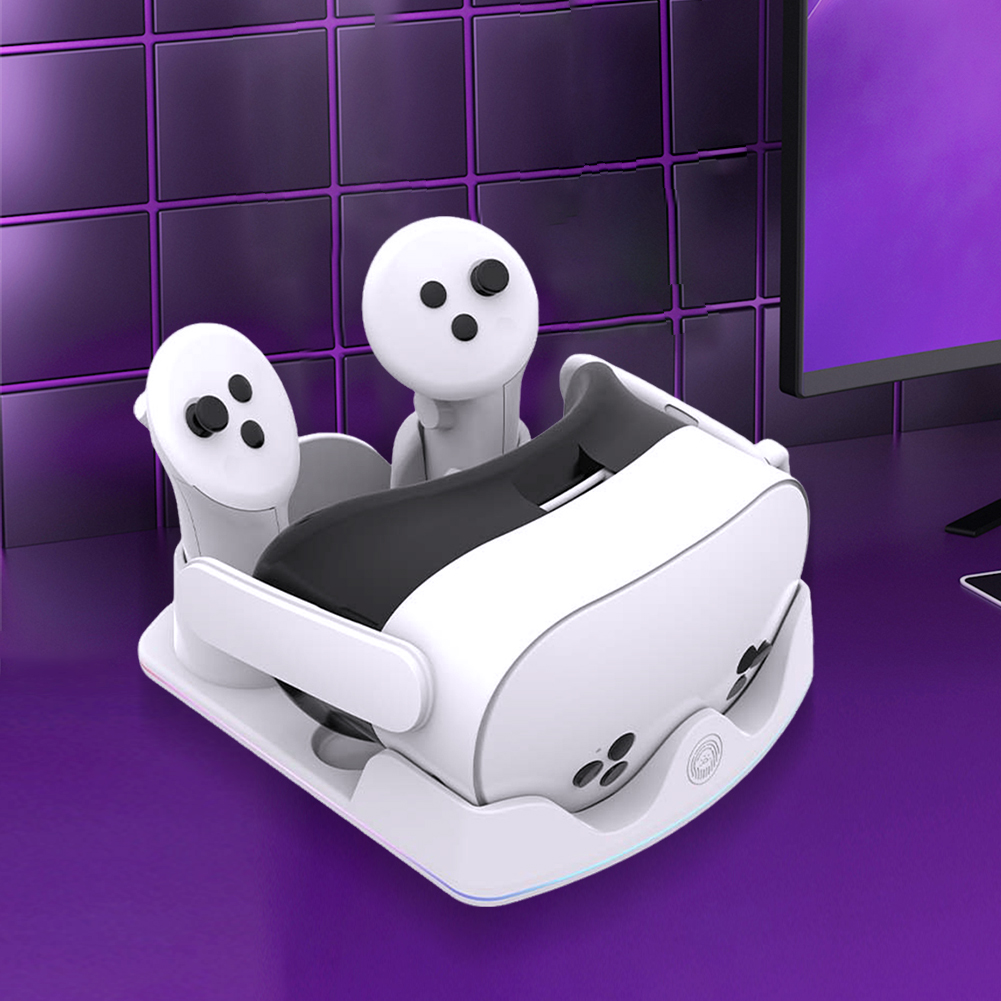 Headset Stand Rgb - メタクエスト3S用充電ドック RGBライト付き充電スタンド ヘッドセットディスプレイスタンドとコントローラーマウント コントローラーホルダー