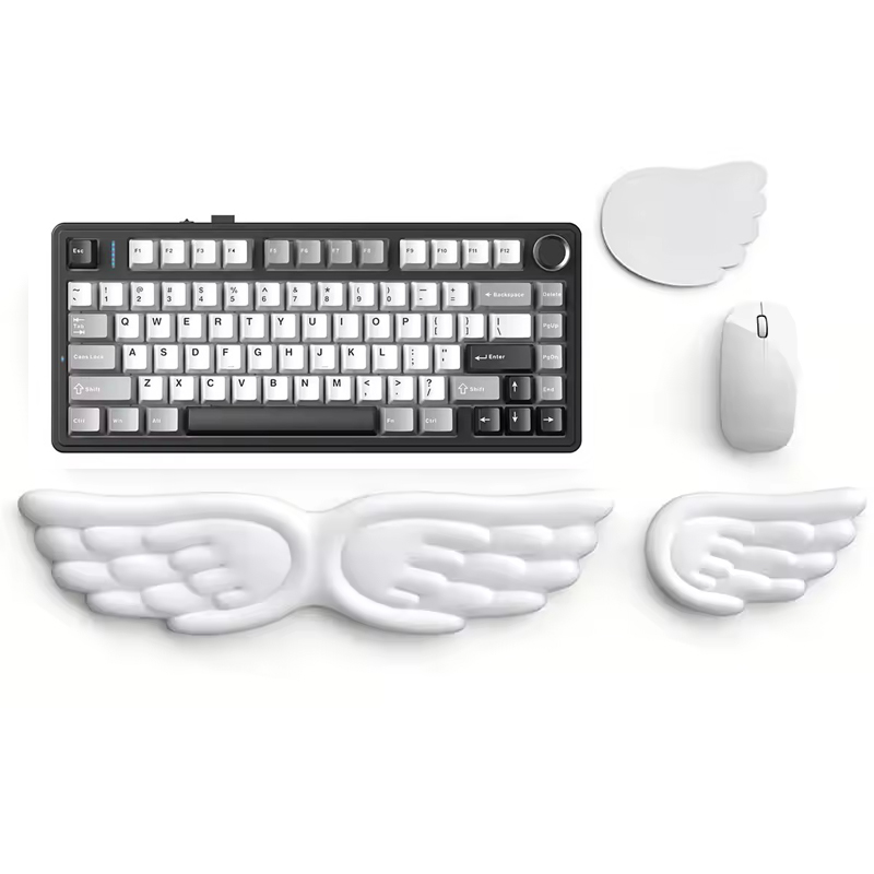 Gaming Accessories White - メカニカルキーボードマウスリストレストエンジェルウィング低反発マウスクッションサポートパッド手首サポートオフィスコンピュータラップトップ用