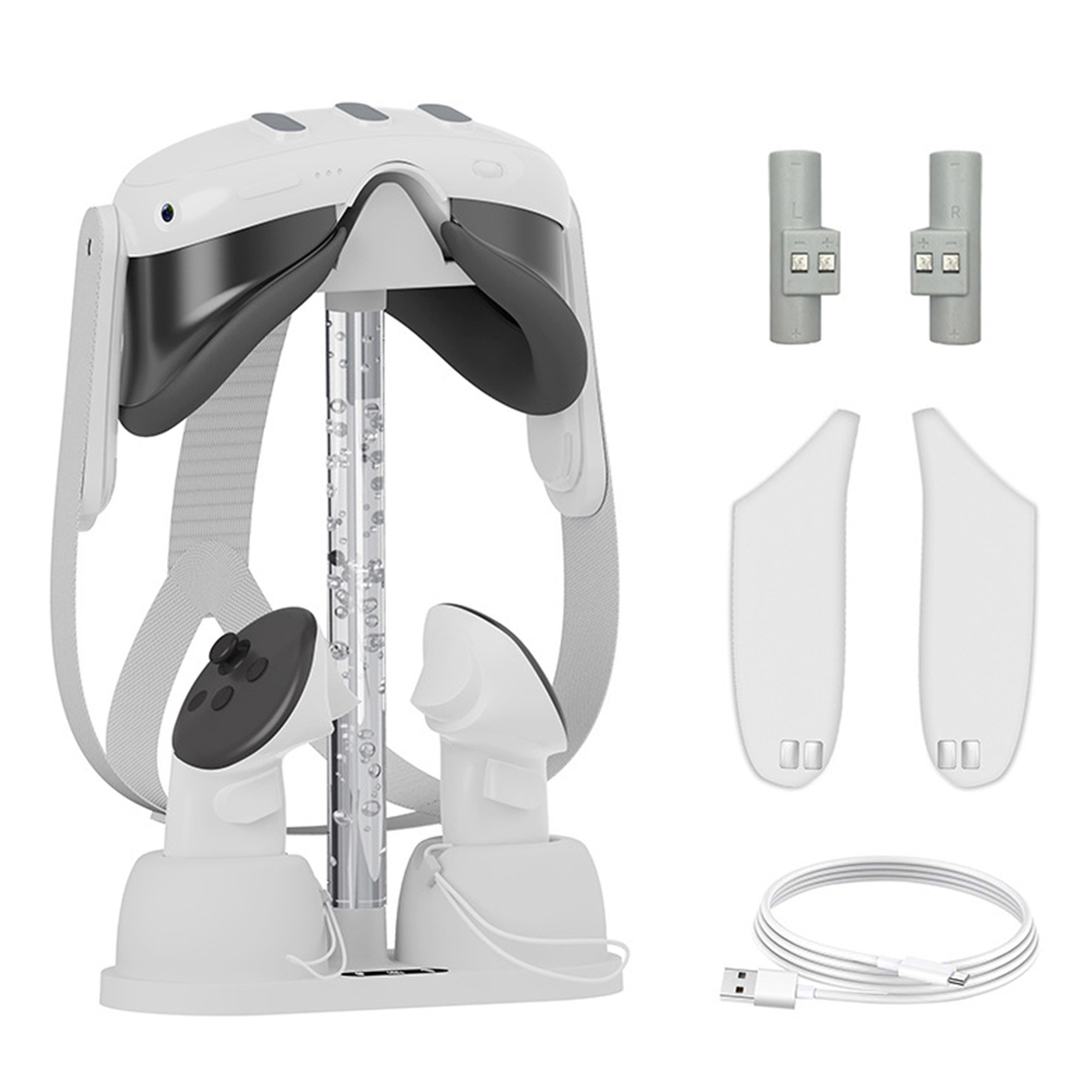 Headset Stand Rgb - ディスプレイスタンド コントローラー充電器 RGBライト デスクトップVRスタンド 滑り止めVRヘッドセットコントローラースタンド Oculus/Meta