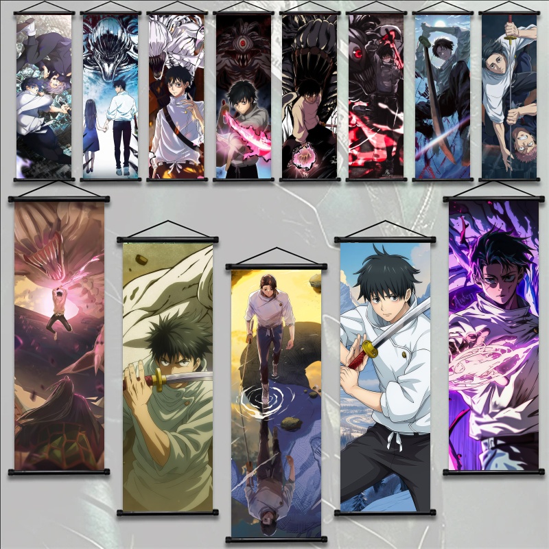Gaming Accessories Decor - 呪術廻戦伏黒恵吊り下げ絵巻、アニメアートファブリックウォールアートポスター寝室ゲームルーム装飾ギフト用