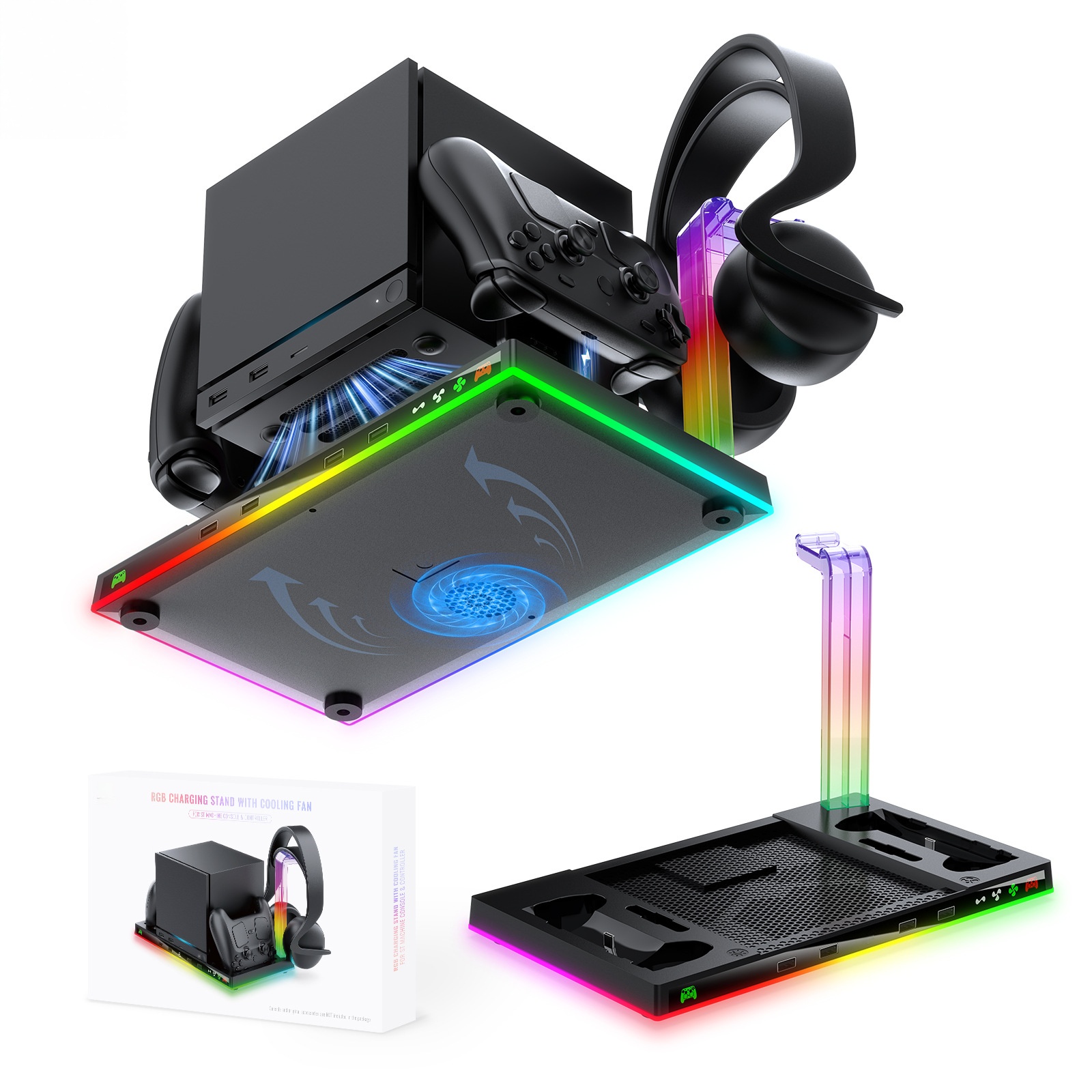 Steamコントローラースタンド用充電ドックとRGB照明効果 - Headset Stand Rgb のレビューと価格
