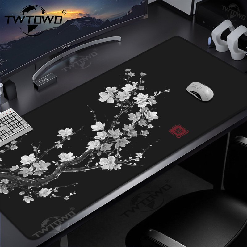 マウスパッド黒と白の日本の桜ゲーマープリントオンデマンド新し - Gaming Accessories White のレビューと価格
