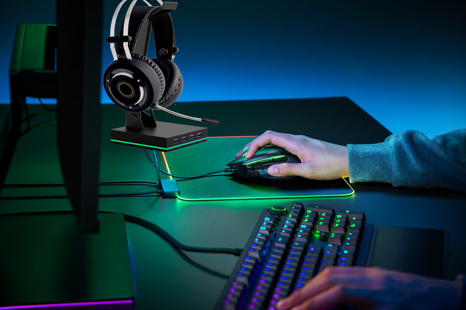 ホットセール RGB ゲーミングスタンド 4 USB 2.0 - Headset Stand Rgb のレビューと価格
