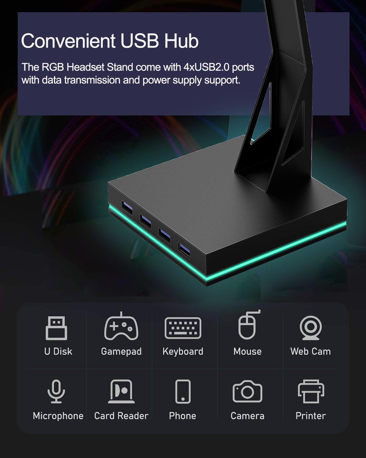 ホットセール RGB ゲーミングスタンド 4 USB 2.0 - Headset Stand Rgb のレビューと価格