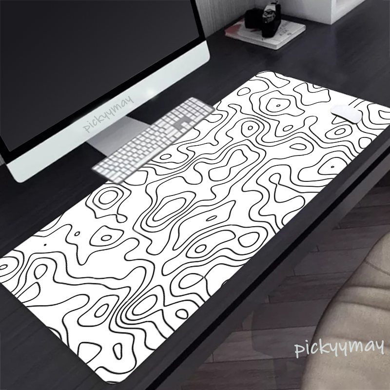 黒と白の大きなマウスパッド,100x50cm,ゲーム,オフィ - Gaming Accessories White のレビューと価格