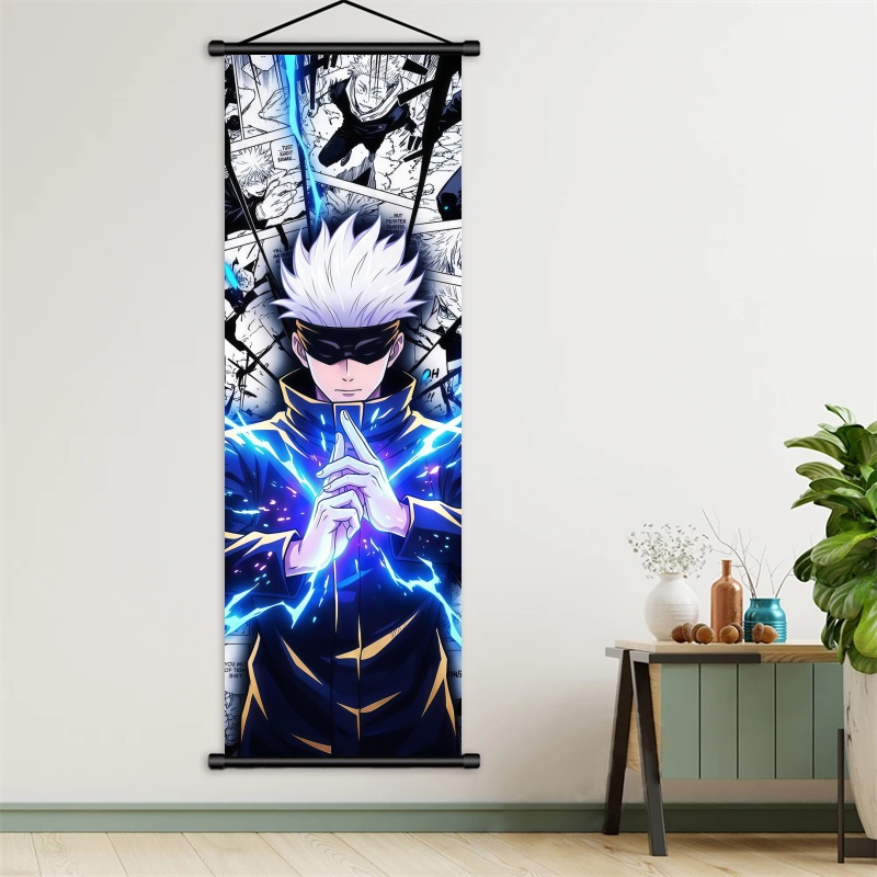 呪術廻戦 五条悟 アニメアート 布製ウォールポスター 壁掛け - Gaming Accessories Decor のレビューと価格