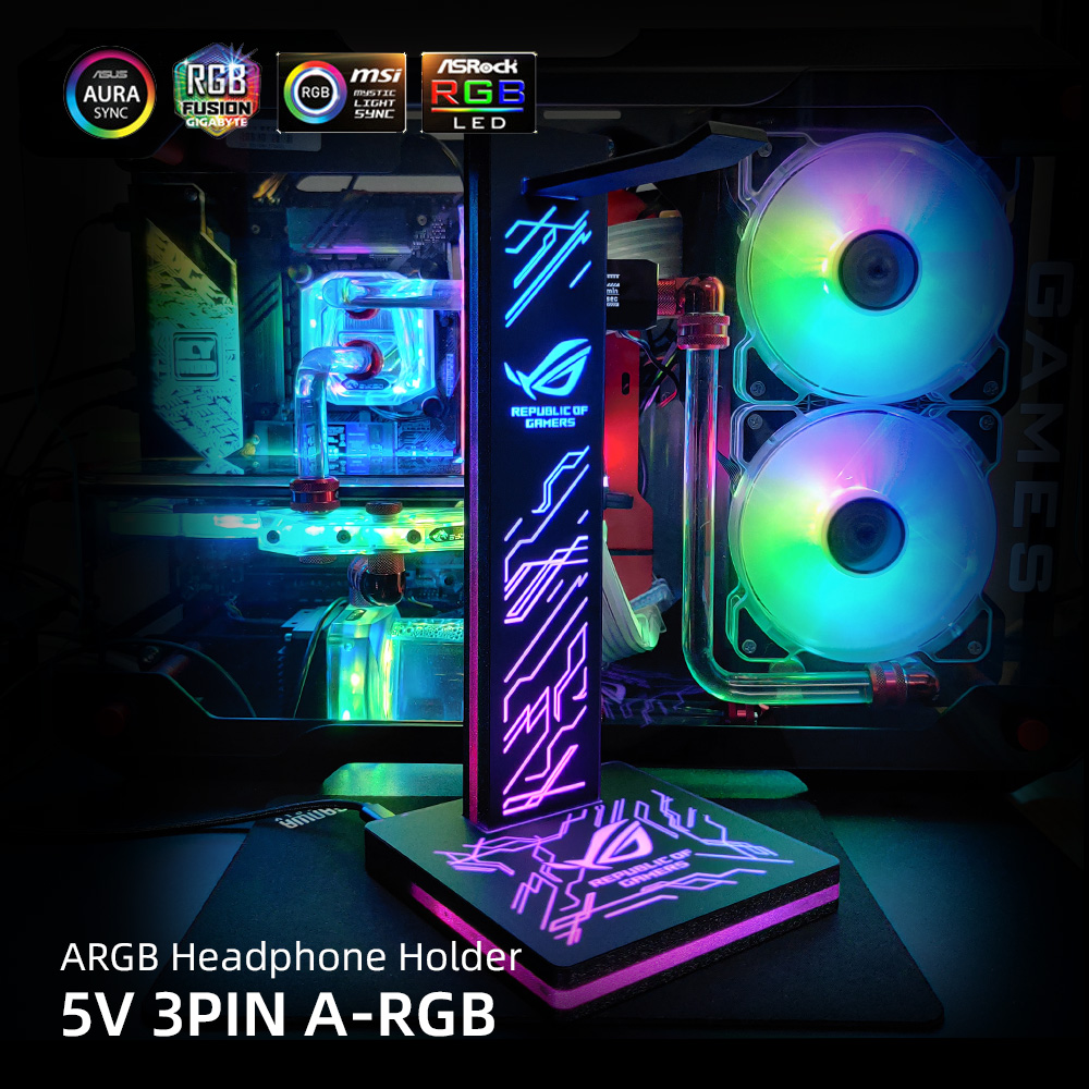 ARGB ヘッドフォンホルダー PC 照明 RGB ヘッドセ - Headset Stand Rgb のレビューと価格