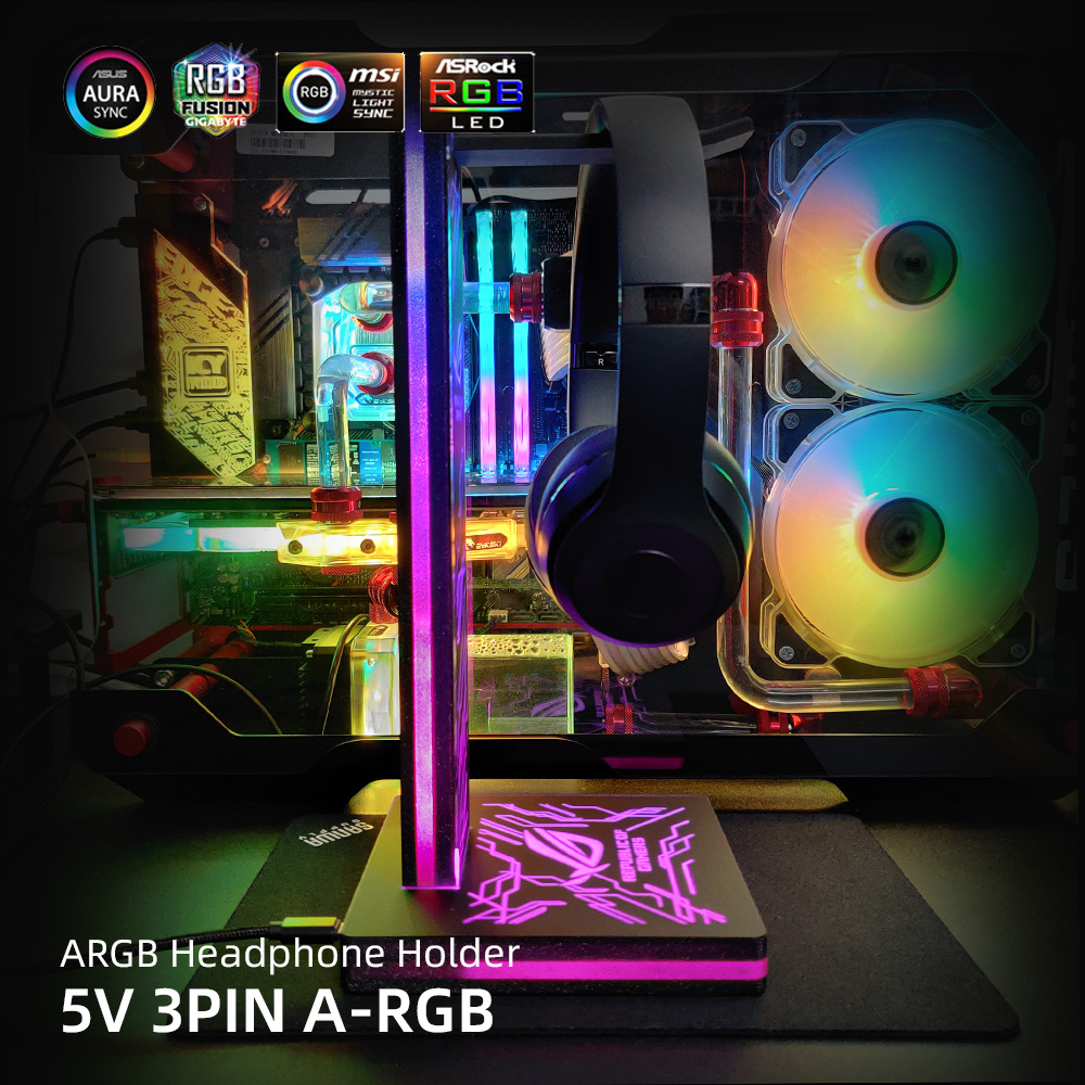 ARGB ヘッドフォンホルダー PC 照明 RGB ヘッドセ - Headset Stand Rgb のレビューと価格